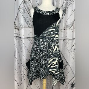 Radzoli animal print knit dress shark bite hem S